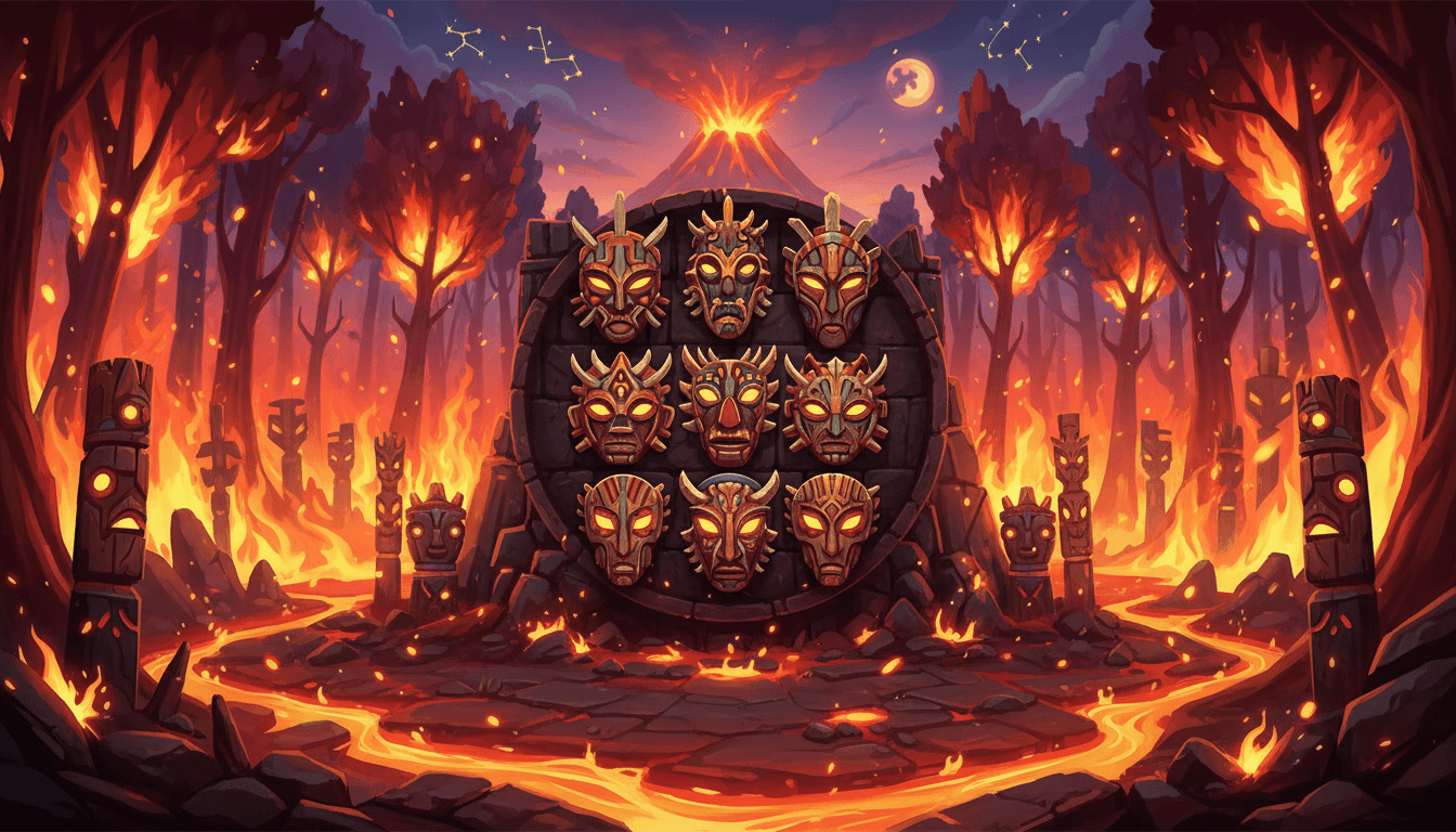 Volcano masks in 9 Masks of Fire slot